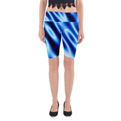Grunge Blue White Pattern Background Yoga Cropped Leggings by Simbadda