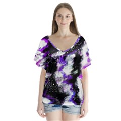 Canvas Acrylic Digital Design Flutter Sleeve Top by Simbadda