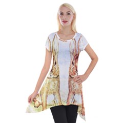 Rabbits  Short Sleeve Side Drop Tunic by Valentinaart