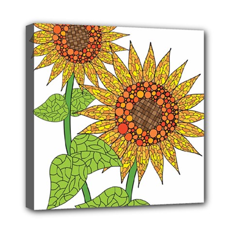 Sunflowers Flower Bloom Nature Mini Canvas 8  X 8  by Simbadda