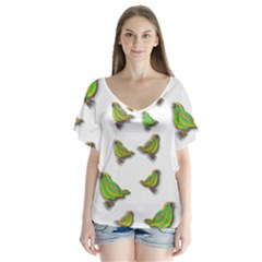 Birds Flutter Sleeve Top by Valentinaart