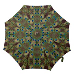 Beautiful Peacock Feathers Seamless Abstract Wallpaper Background Hook Handle Umbrellas (large) by Simbadda