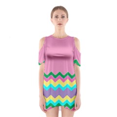 Easter Chevron Pattern Stripes Shoulder Cutout One Piece by Amaryn4rt