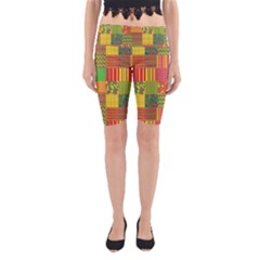 Old Quilt Yoga Cropped Leggings by Valentinaart