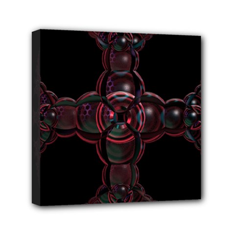 Fractal Red Cross On Black Background Mini Canvas 6  X 6  by Amaryn4rt