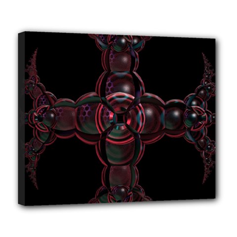 Fractal Red Cross On Black Background Deluxe Canvas 24  X 20   by Amaryn4rt