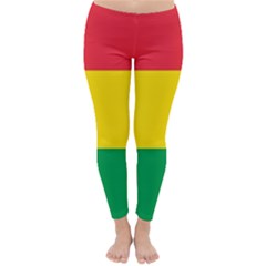 Rasta Colors Red Yellow Gld Green Stripes Pattern Ethiopia Classic Winter Leggings by yoursparklingshop