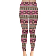 Pink2 Aztec Tribal Chevron Stripes Leggings