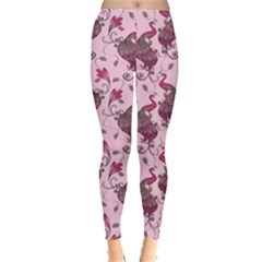 Purple Pattern Of Beautiful Pink Magic Peacocks Women s Leggings by CoolDesigns