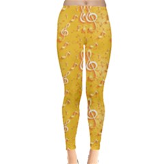 Yellow Yellow Pattern With Music Notes And Key Women s Leggings by CoolDesigns