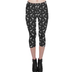 Black Pattern With Electric Guitar Silhouettes And Capri Leggings