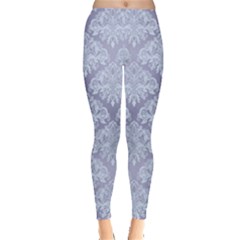 Purple Damask Pattern For Design Leggings