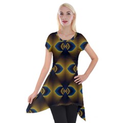 Fractal Multicolored Background Short Sleeve Side Drop Tunic by Simbadda