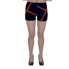 Red Fractal Cross Digital Computer Graphic Skinny Shorts by Simbadda