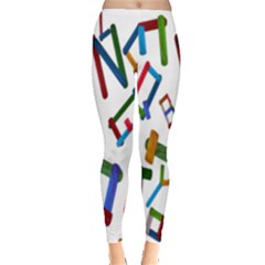 Colorful Letters From Wood Ice Cream Stick Isolated On White Background Leggings  by Simbadda