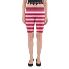 Horizontal Stripes Red Yoga Cropped Leggings by Mariart