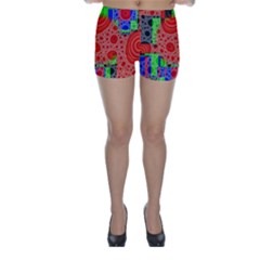 Background With Fractal Digital Cubist Drawing Skinny Shorts by Simbadda
