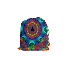 3d Glass Frame With Kaleidoscopic Color Fractal Imag Drawstring Pouches (small)  by Simbadda