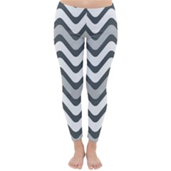 Shades Of Grey And White Wavy Lines Background Wallpaper Classic Winter Leggings by Simbadda