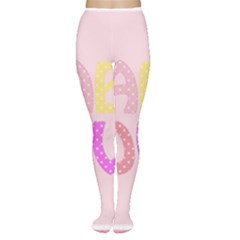 Pink Baby Love Text In Colorful Polka Dots Women s Tights by Simbadda