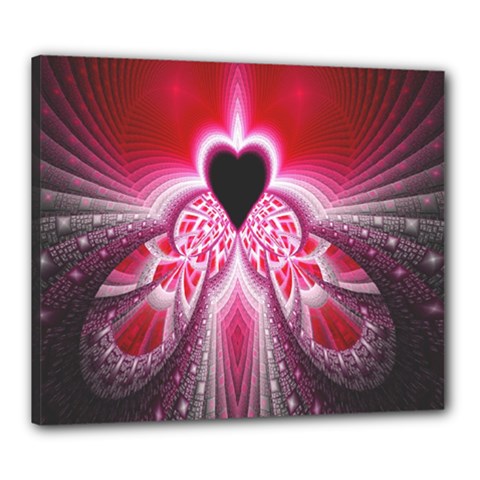 Illuminated Red Hear Red Heart Background With Light Effects Canvas 24  X 20  by Simbadda