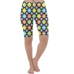 Diamond Argyle Pattern Colorful Diamonds On Argyle Style Cropped Leggings  by Simbadda