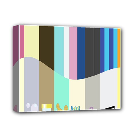Rainbow Color Line Vertical Rose Bubble Note Carrot Deluxe Canvas 14  X 11  by Mariart