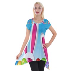 Easter Bunny  Short Sleeve Side Drop Tunic by Valentinaart