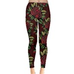 A Red Rose Tiling Pattern Leggings 