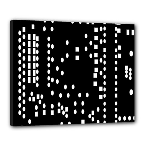Circle Plaid Black White Canvas 20  X 16  by Mariart
