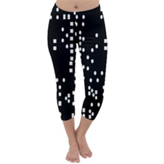 Circle Plaid Black White Capri Winter Leggings  by Mariart