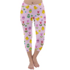 Easter - Chick And Tulips Capri Winter Leggings  by Valentinaart