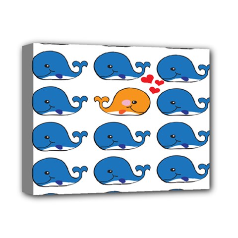 Fish Animals Whale Blue Orange Love Deluxe Canvas 14  X 11  by Mariart