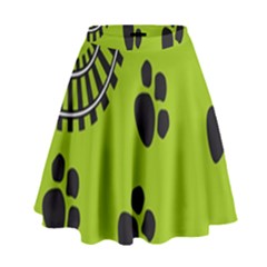 Green Prints Next To Track High Waist Skirt by Nexatart