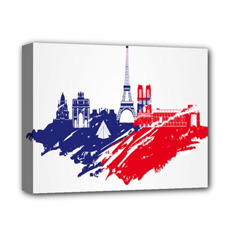 Eiffel Tower Monument Statue Of Liberty France England Red Blue Deluxe Canvas 14  X 11  by Mariart
