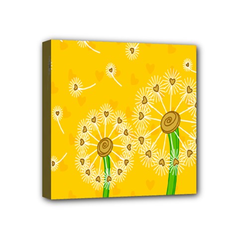 Leaf Flower Floral Sakura Love Heart Yellow Orange White Green Mini Canvas 4  X 4  by Mariart
