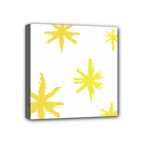 Line Painting Yellow Star Mini Canvas 4  X 4  by Mariart