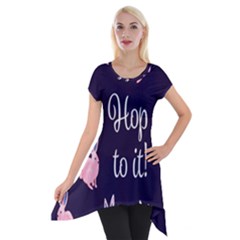 Rabbit Bunny Pink Purple Easter Animals Short Sleeve Side Drop Tunic by Mariart