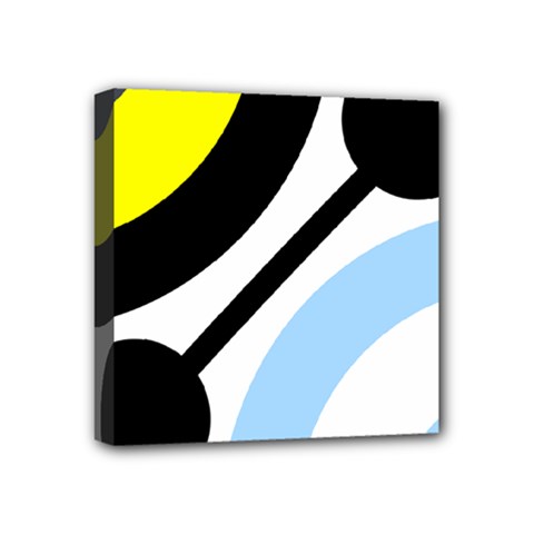 Circle Line Chevron Wave Black Blue Yellow Gray White Mini Canvas 4  X 4  by Mariart