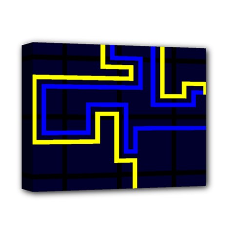 Tron Light Walls Arcade Style Line Yellow Blue Deluxe Canvas 14  X 11  by Mariart