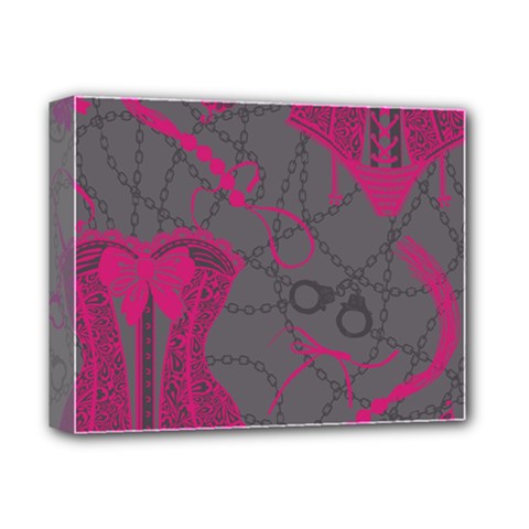 Pink Black Handcuffs Key Iron Love Grey Mask Sexy Deluxe Canvas 14  X 11  by Mariart