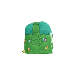 Rabbit Easter Green Blue Egg Drawstring Pouches (xs)  by Mariart