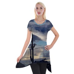 Cactus Sunset Short Sleeve Side Drop Tunic by JellyMooseBear