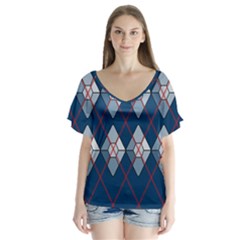 Diamonds And Lasers Argyle  Flutter Sleeve Top by emilyzragz