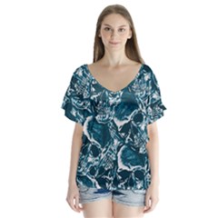 Skull Pattern Flutter Sleeve Top by ValentinaDesign
