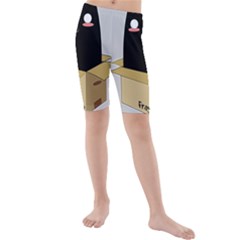 Black Cat In A Box Kids  Mid Length Swim Shorts by Catifornia