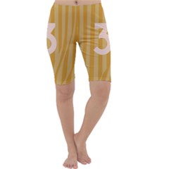 Number 3 Line Vertical Yellow Pink Orange Wave Chevron Cropped Leggings  by Mariart