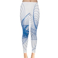 Spirograph Pattern Drawing Design Blue Leggings  by Nexatart