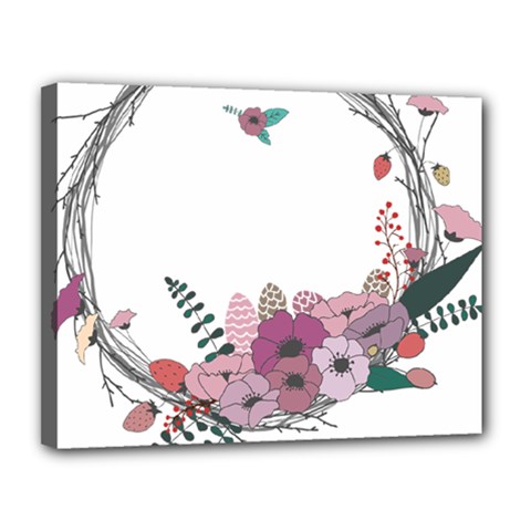 Flowers Twig Corolla Wreath Lease Canvas 14  X 11  by Nexatart