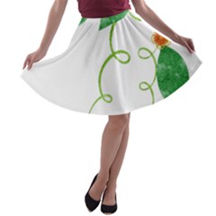 Scrapbook Green Nature Grunge A-line Skater Skirt by Nexatart